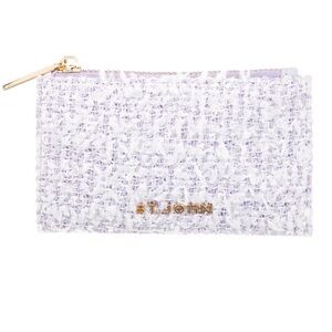 St. John Lavender Tweed Wallet with Gold Accents